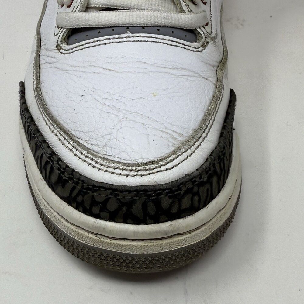 Nike Air Jordan 3 Retro Sneakers Mens 9 Fire Red White Cement Black Shoes - Picture 4 of 16
